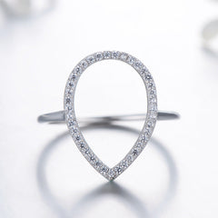 S925 Sterling Silver Korean Version Design Sense INS Trendy Drop Shaped Ring for Female European and American Internet Celebrities, Atmospheric Index Finger Ring Jewelry