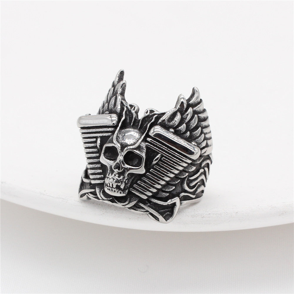 Halloween Hip-hop Skull Titanium Steel Ring for Men