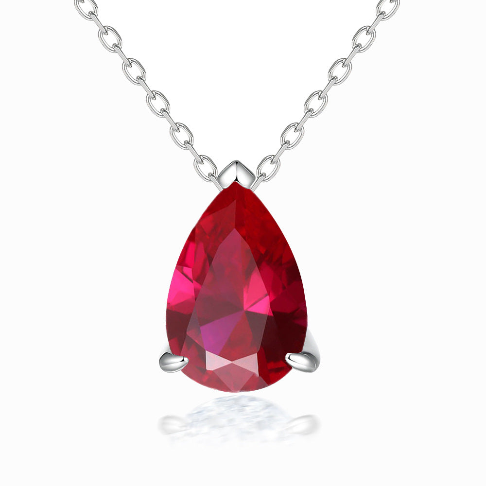 Pear Drop Zircon Pendant Silver Necklace for Women