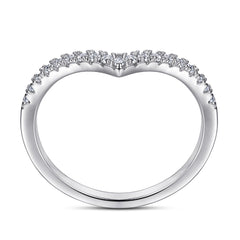 Half Circle Zircon V-shaped Silver Ring for Women