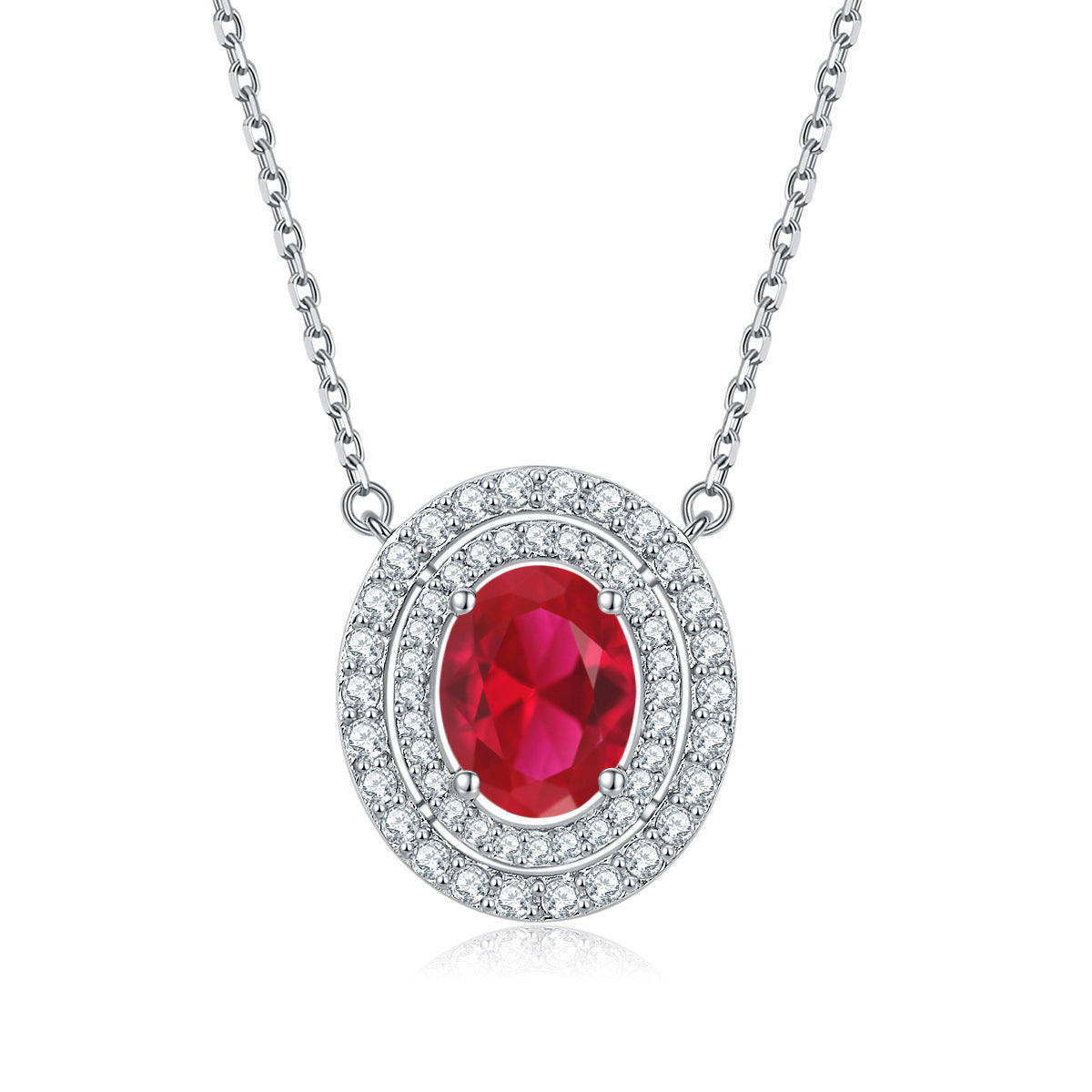 Oval Colourful Zircon Soleste Halo Pendant Silver Necklace for Women