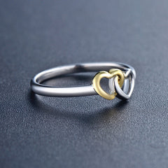 Sweet Heart-shaped S925 Sterling Silver Color Separation Hollow Ring Female Europe and America Simple Ins Popular Ring Cross-border Exclusive