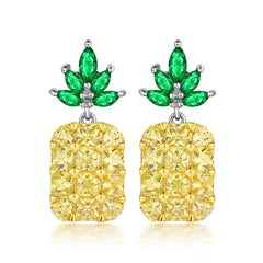 Zircon Pineapple Silver Studs Earrings for Women