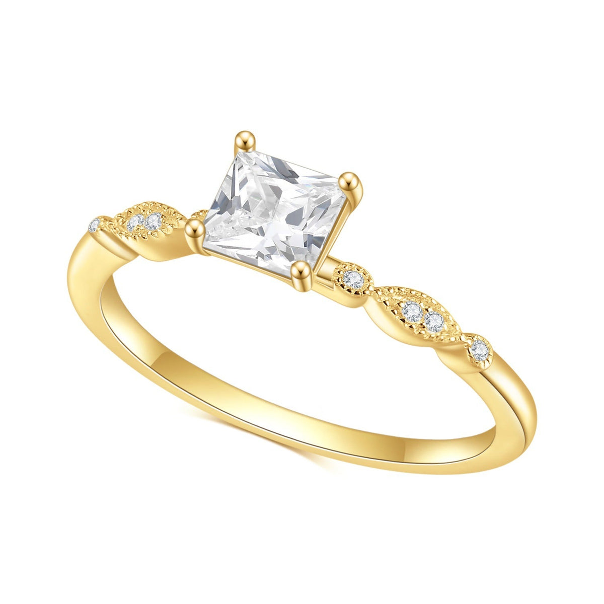 Golden Zircon 14K Gold Plated on S925 Sterling Ring