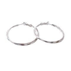 Interweave Circle Big Silver Hoop Earrings for Women