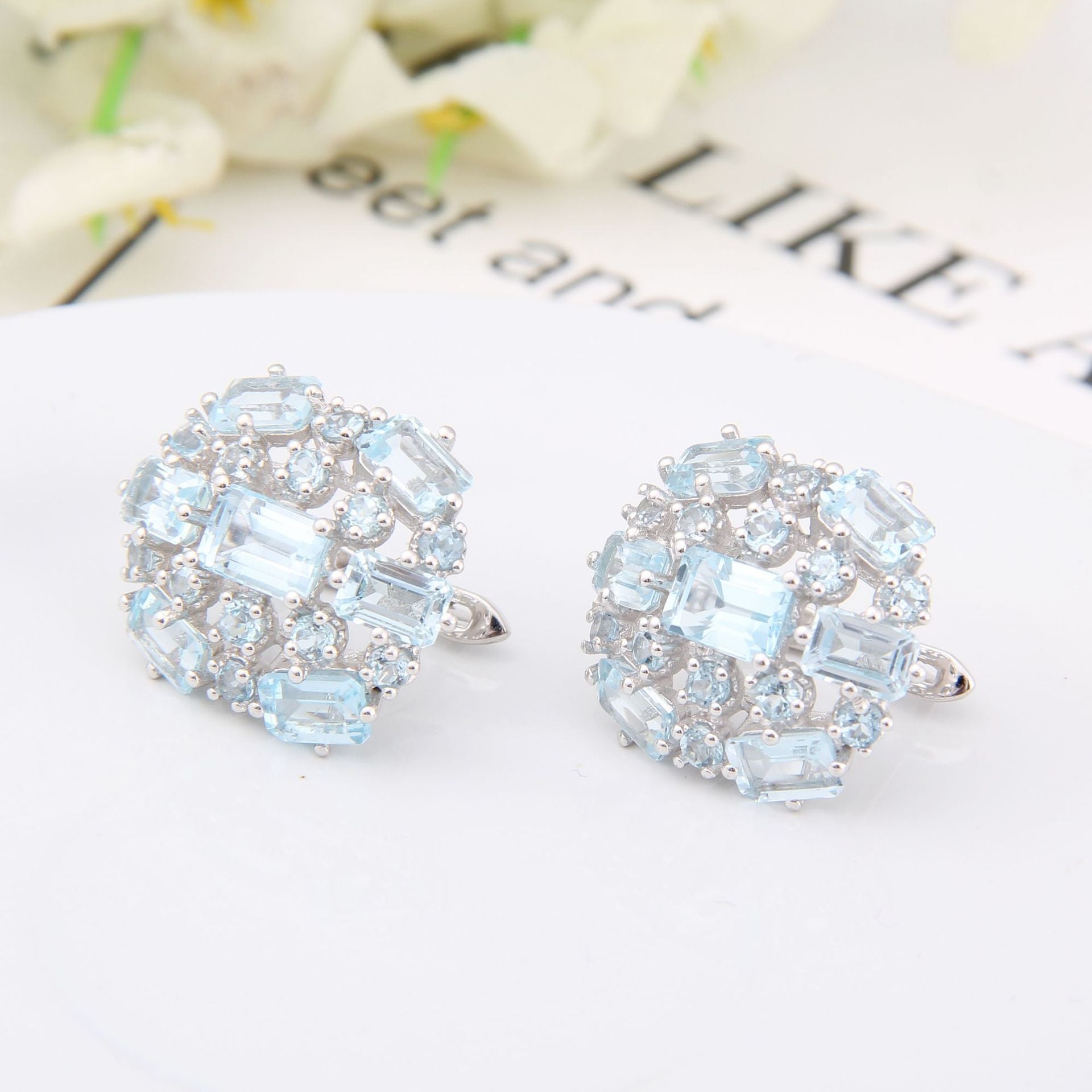 Natural Topaz Silver Studs for Women