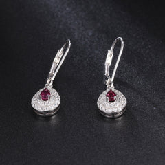 Luxury Double Soleste Halo Pear Shape Natural Gemstone Silver Drop Earrings