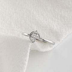 Zircon Cross with Moon Silver Ring