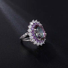 Luxury High-Grade European and American Fashion Personality Inlaid Coated Diamond S925 Sterling Silver Ring for Women