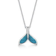 Blue Mermaid Tail Pendant Silver Necklace for Women