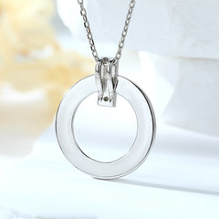 Zircon Hollow Circle Pendant Silver Necklace for Women