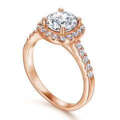 Round Zircon Square Soleste Halo with Half Eternity Silver Ring Set