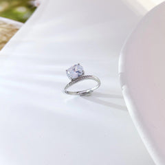 Oval Zircon Silver Ring for Women