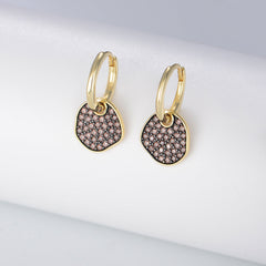 Zircon Irregular Shape Pendant Silver Drop Earrings for Women