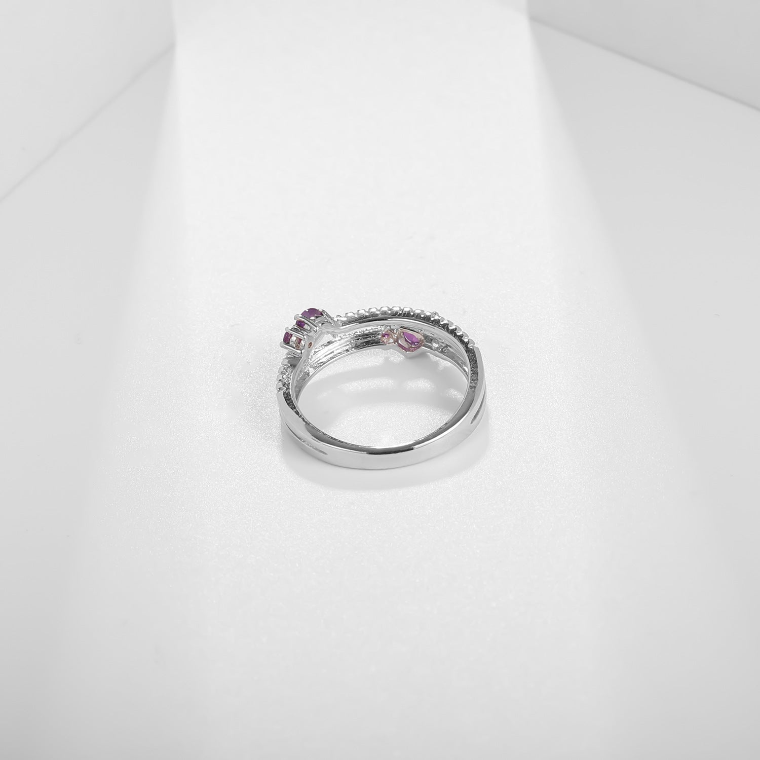 Natural Gemstone Double Layer Silver Ring