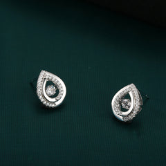 Round Zircon Pear Drop Silver Studs Earrings for Women