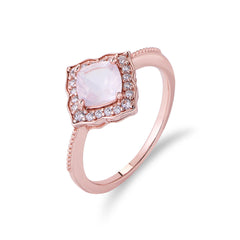Pink Crystal Square Soleste Halo Sterling Silver Ring