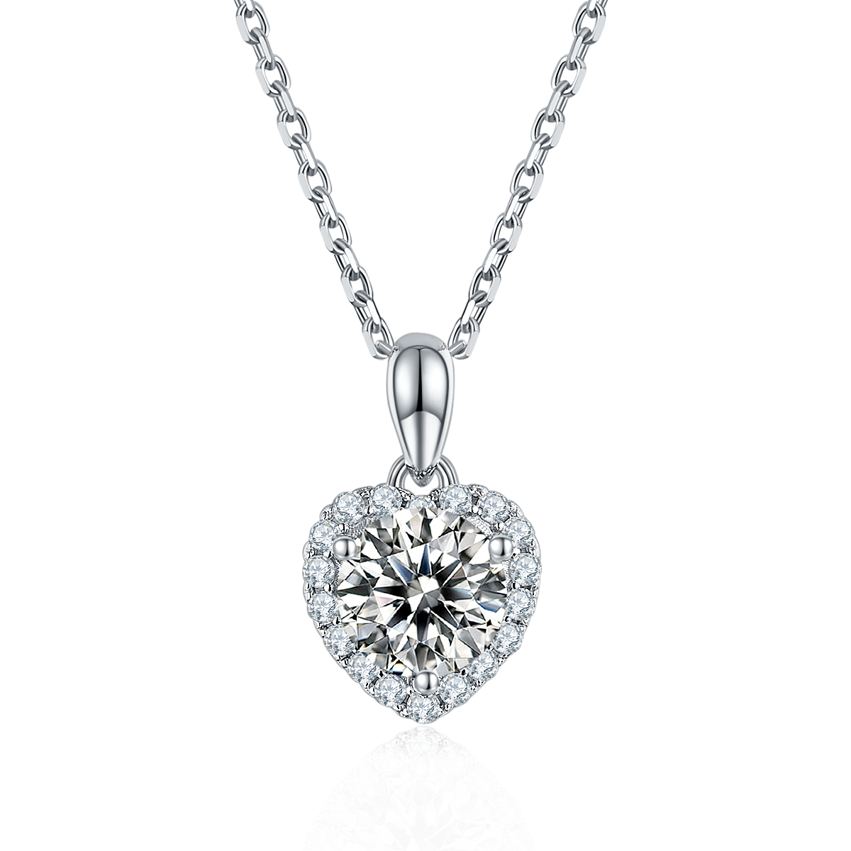 Soleste Halo Heart Shape Moissanite Pendant