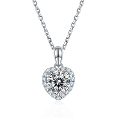 Soleste Halo Heart Shape Moissanite Pendant