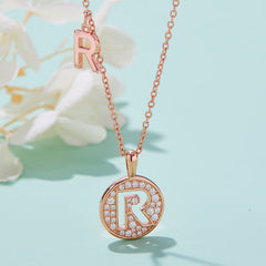 Circle Letter R Moissanite Necklace