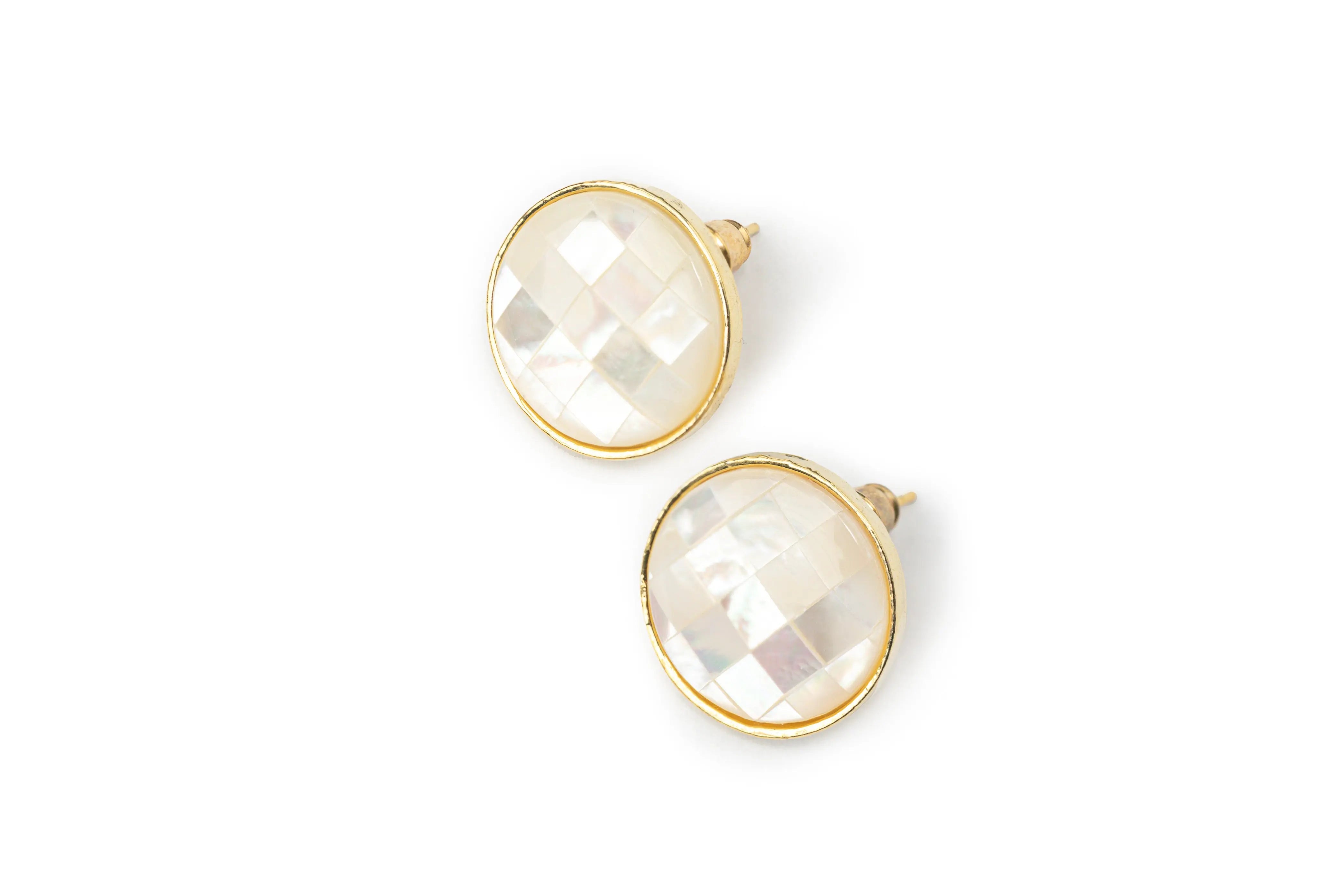 Golden White Colour Round Studs Earrings