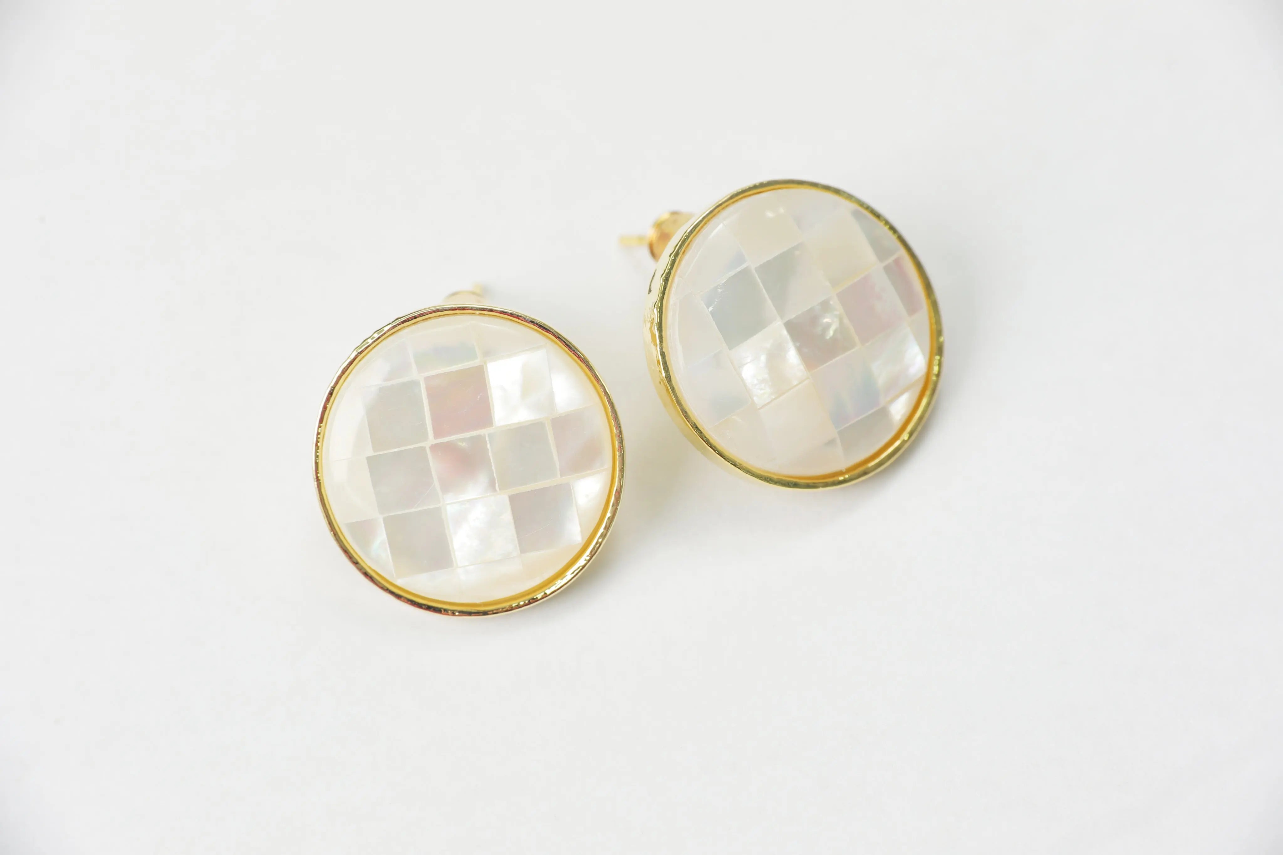 Golden White Colour Round Studs Earrings