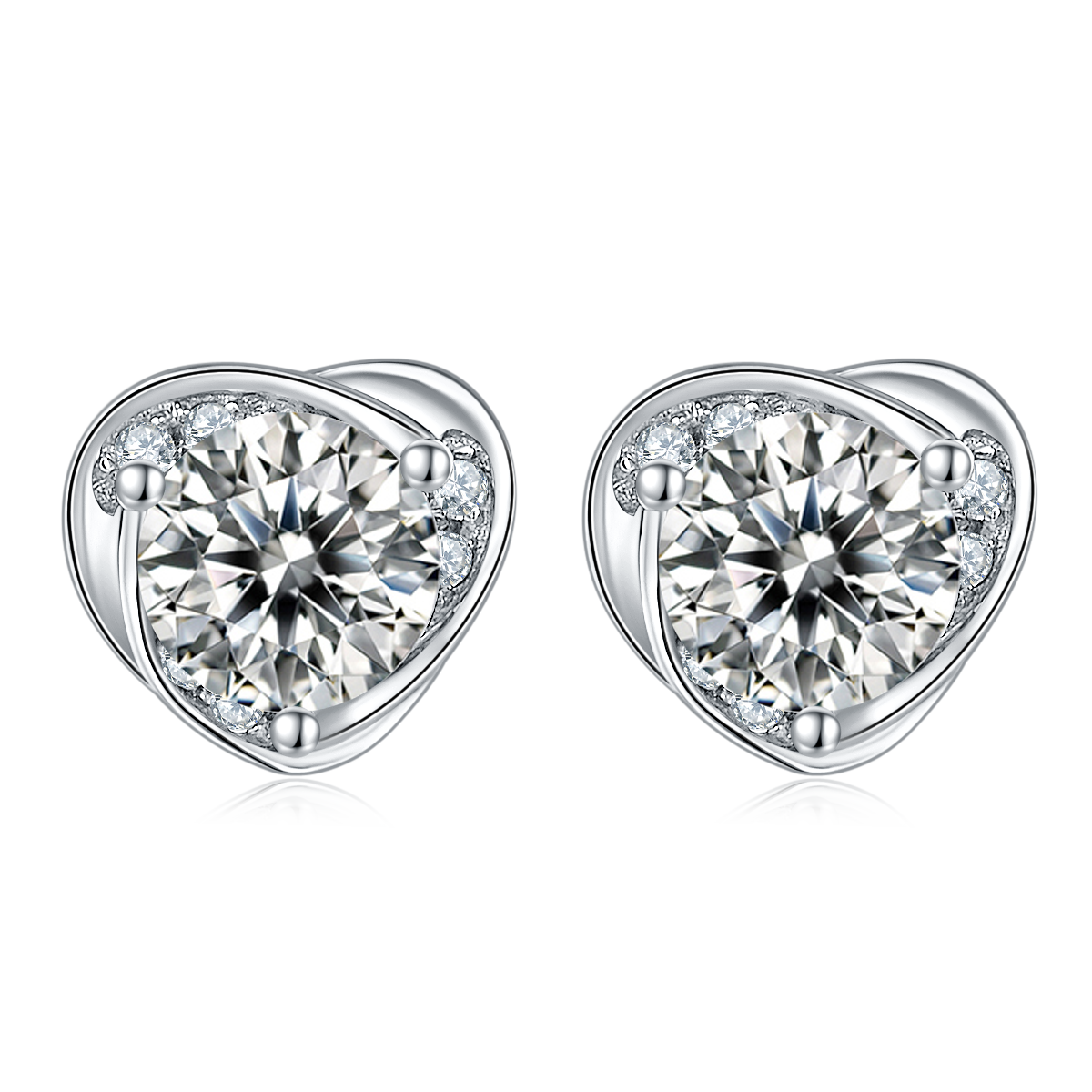 Clarity Heart Halo Moissanite Earrings