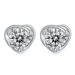 Clarity Heart Halo Moissanite Earrings