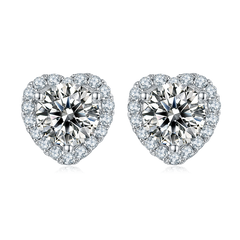 Soleste Halo Heart Cut Moissanite Earrings