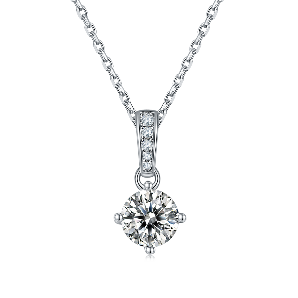 1.0 Carat Round Cut Moissanite Pendant