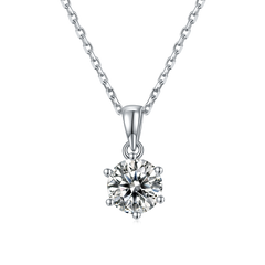 Six Prongs 1.0Carat Round Moissanite Pendant