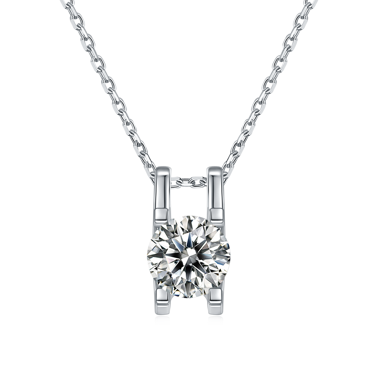 H Shape Round Cut Moissanite Pendant