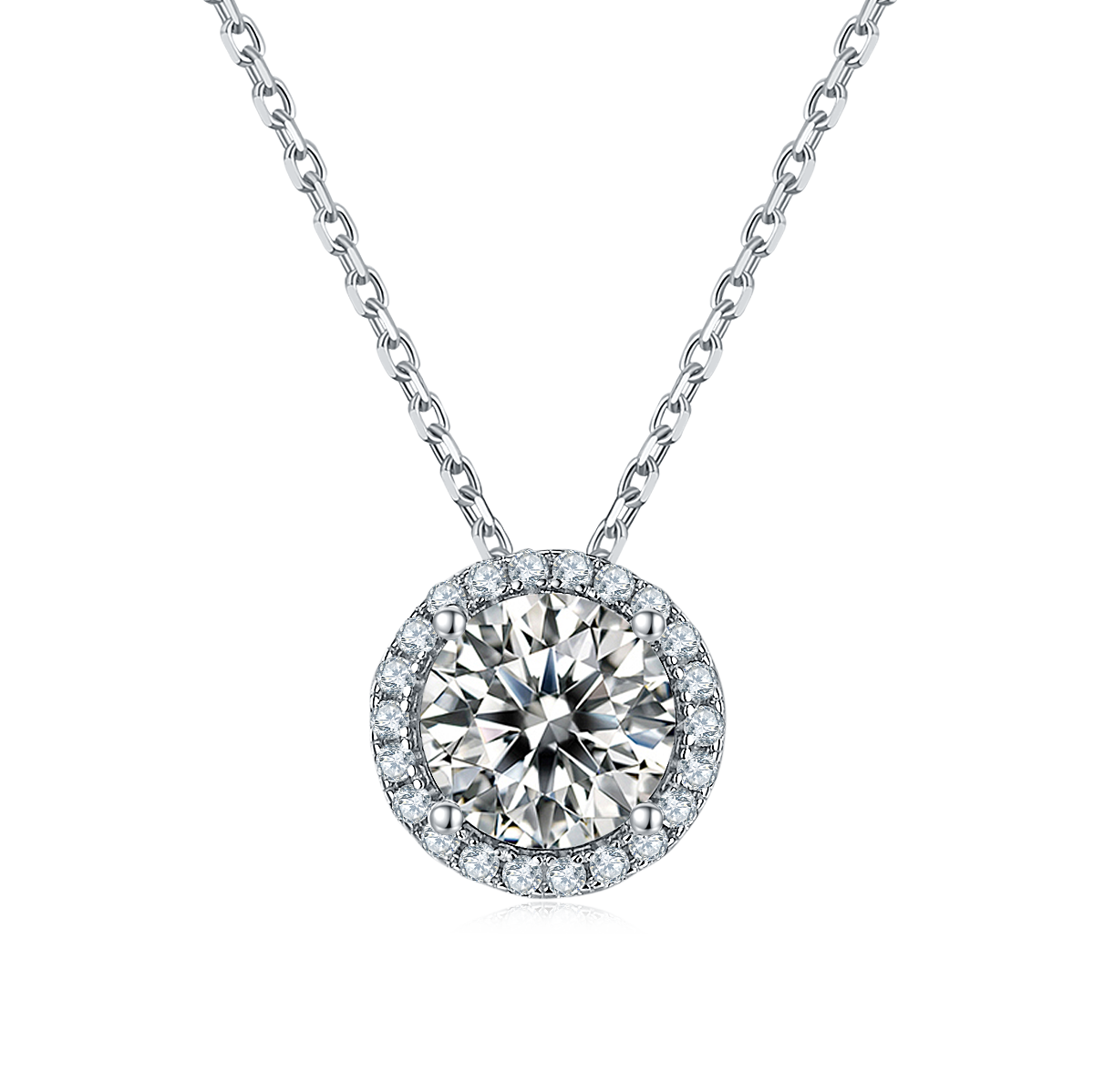 Soleste Halo 1.0Carat Round Moissanite Pendant