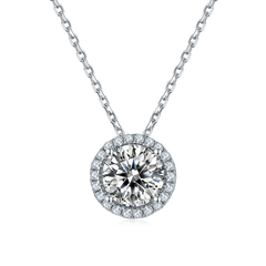 Soleste Halo 1.0Carat Round Moissanite Pendant