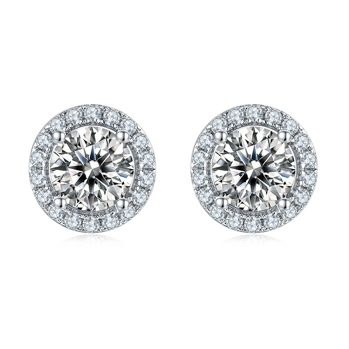 Soleste Halo 0.5Carat Round Moissanite Earrings