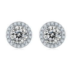 Soleste Halo 0.5Carat Round Moissanite Earrings