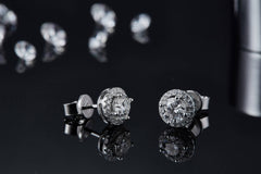 Soleste Halo 0.5Carat Round Moissanite Earrings