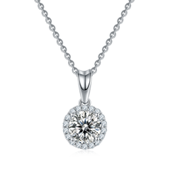 Soleste Halo Round Moissanite Pendant