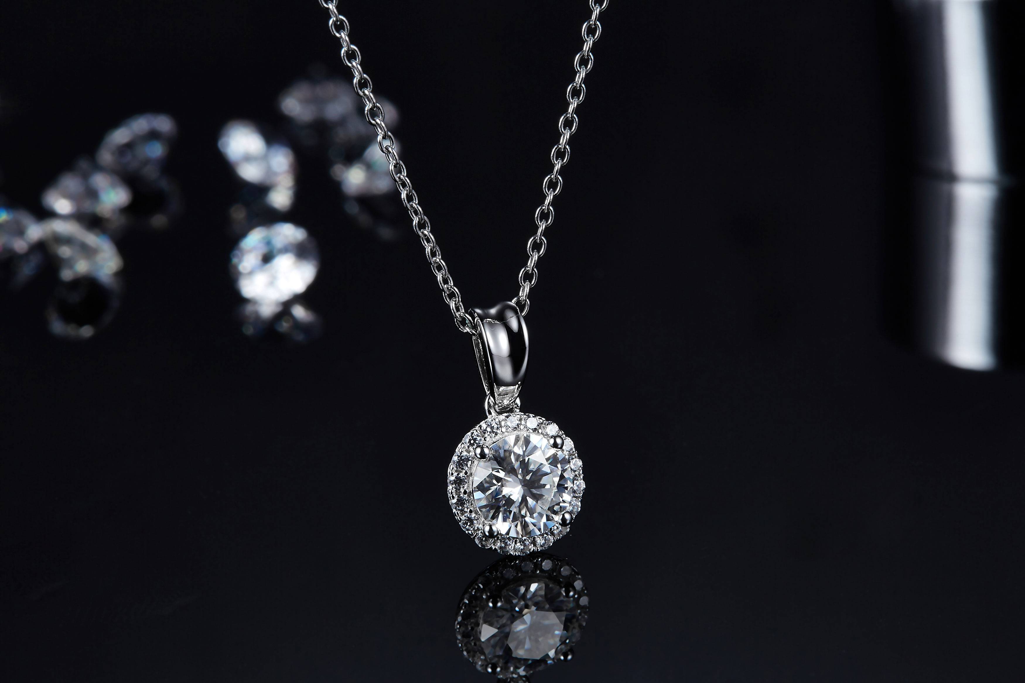 Soleste Halo Round Moissanite Pendant