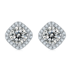 Soleste Halo Princess Cut Moissanite Earrings