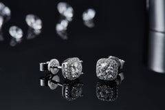 Soleste Halo Princess Cut Moissanite Earrings