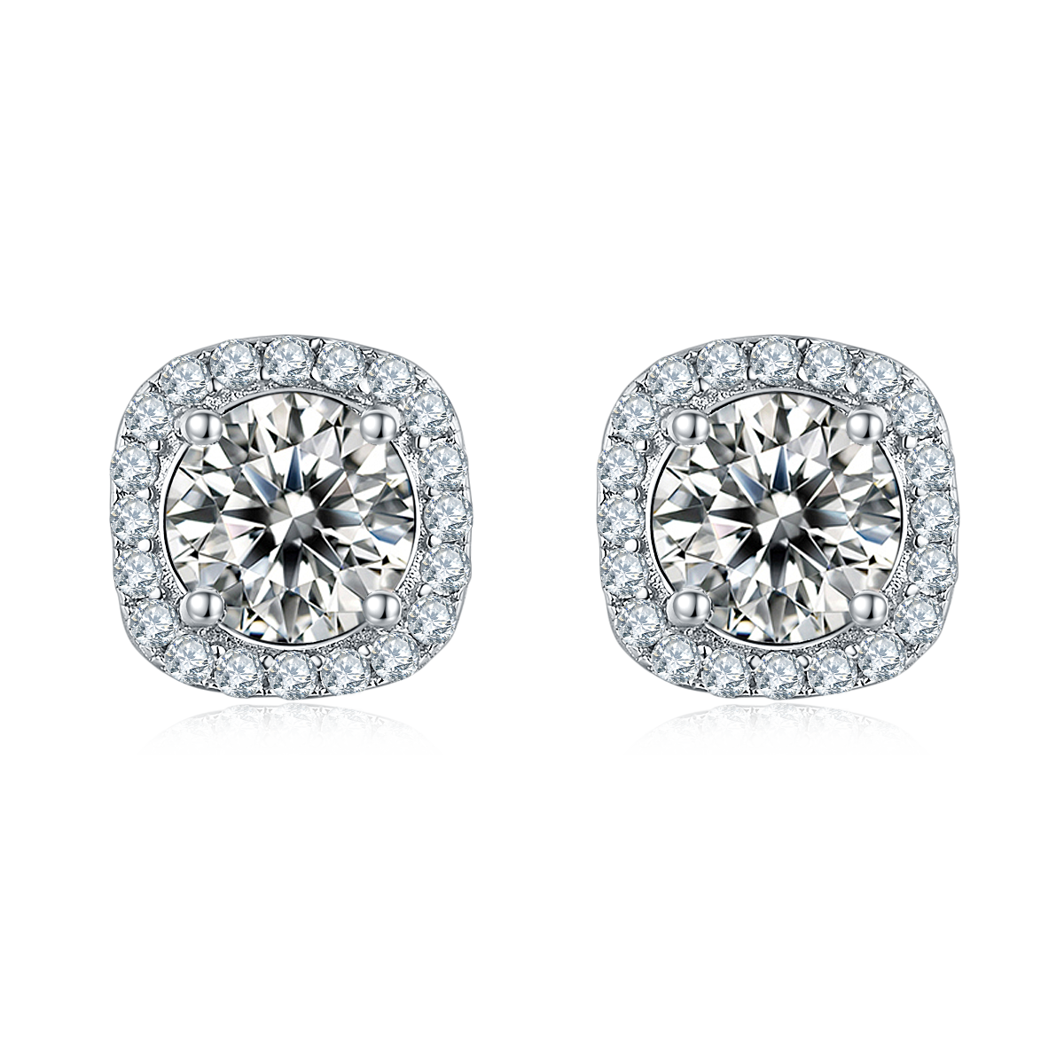 Square Soleste Halo 0.5Carat Moissanite Earrings