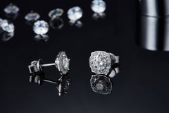 0.5Carat Round Moissanite Modern Halo Earrings