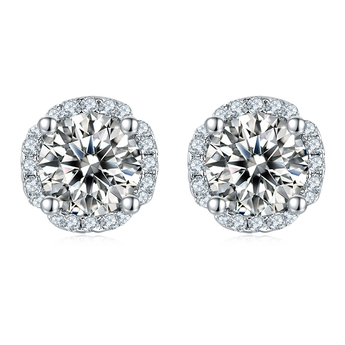 0.5Carat Round Moissanite Petals Halo Earrings