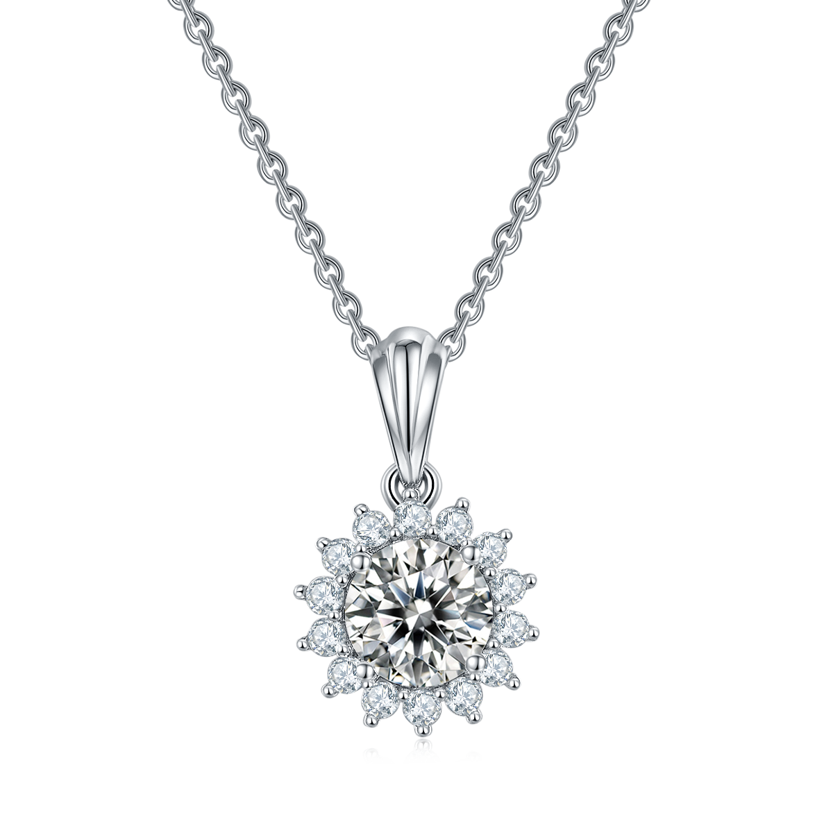 1.0Carat Round Moissanite Sunflower Pendant