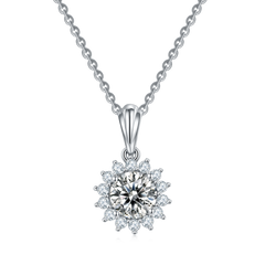 1.0Carat Round Moissanite Sunflower Pendant