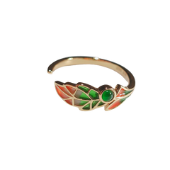 Golden Leaf Enamel Ring for Women