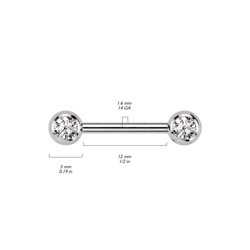 Titanium Internally Threaded Gold PVD White CZ Ball Gem Nipple Ring