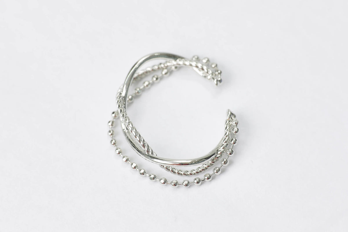 X Ring with Chain - Silver Ring for Women