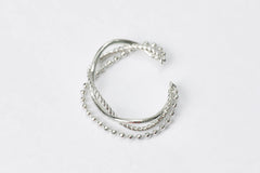 X Ring with Chain - Silver Ring for Women